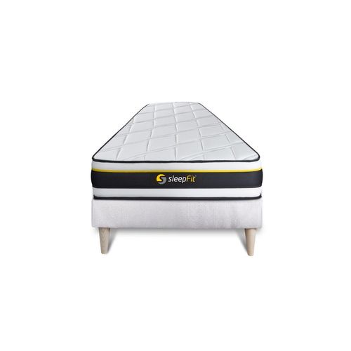 Ensemble 90x190 Matelas Soft + Sommier Kit Blanc