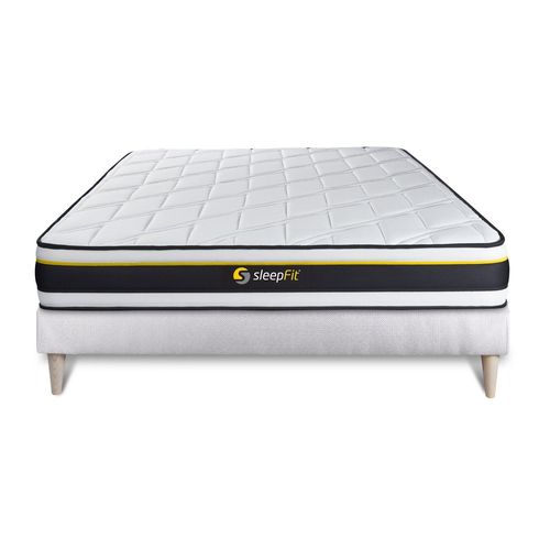 Ensemble 140x190 Matelas Soft + Sommier Kit Blanc