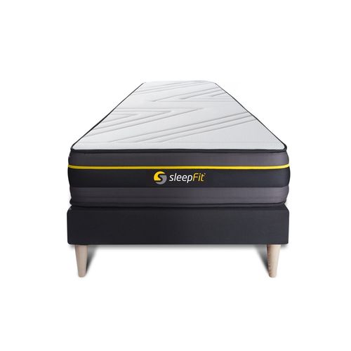 Ensemble 90x190 Matelas Active + Sommier Kit Noir