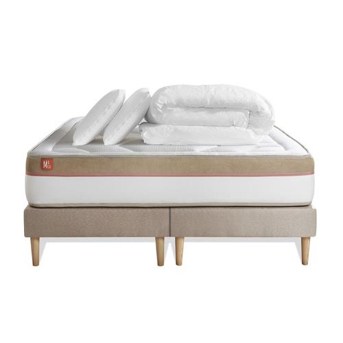 Pack Prêt A Dormir Matelas Le Cosy 160x200cm Memoire De Forme - Ep. 30cm + Double Sommiers Beige + 2 Oreillers + Couette