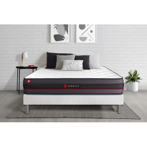 Ensemble 200x200 matelas REGEN a memoire de forme + sommier kit blanc