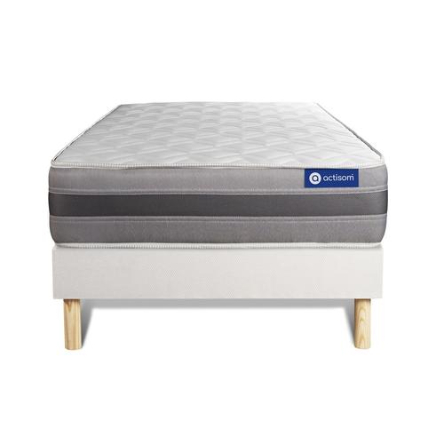 Ensemble Matelas Actimemo Relax Memoire De Forme 120x200 Cm Maxi Epaisseur 5zones De Confort + Sommier Kit Blanc