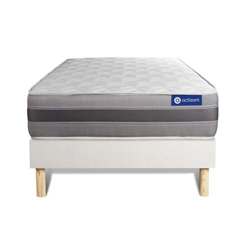 Ensemble Matelas Actiflex Relax Ressorts Ensaches + Memoire De Forme 80x190 Maxi Epaisseur 5zones Confort + Sommier Kit Blanc