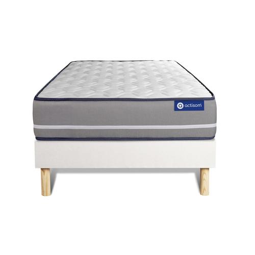 Ensemble Matelas Ressorts Ensaches Actiflex Pur 80x200cm 3zones De Confort + Sommier Kit Blanc