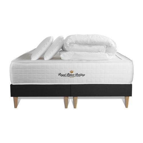 Pack Matelas Ressorts Ensaches + Memoire De Forme Maxi Epaisseur Windsor 180x200cm + Double Sommier Noir 90x200 Cm