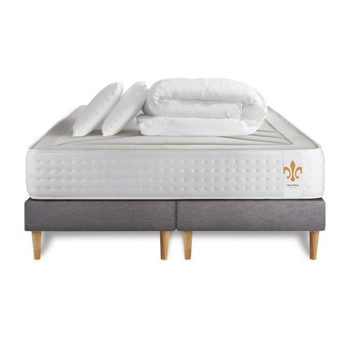 Pack Le Vingt-Quatre 200 X 200 Cm Double Sommiers Gris