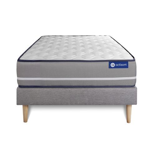 Ensemble Matelas Ressorts Ensaches Actiflex Pur 120x190cm 3zones De Confort + Sommier Kit Gris