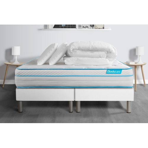 Pack BODYZONE+ 180x200 Ressorts ensaches, visco 5 zones Ultra epaisseur + Couette + 2 oreillers