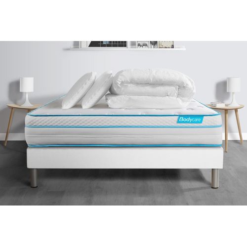 Pack BODYZONE+ 160x200 Ressorts ensaches, visco 5 zones Ultra epaisseur + Couette + 2 oreillers