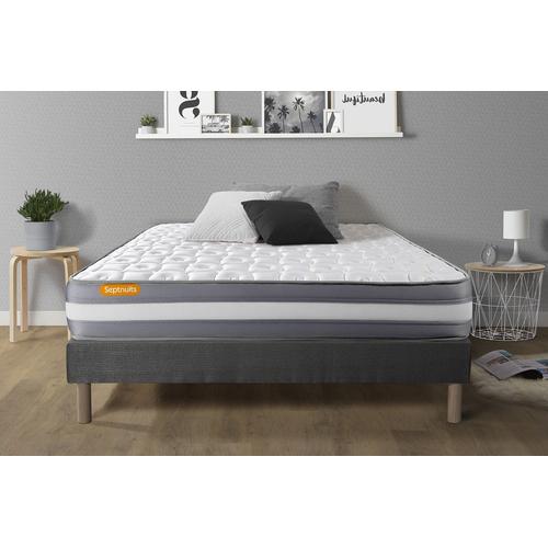 Matelas + Sommier Gris 160x200 Memo Plus Memoire De Forme 3 Zones