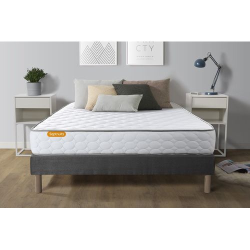 Matelas Memoire De Forme + Sommier Gris 140x200 Memo