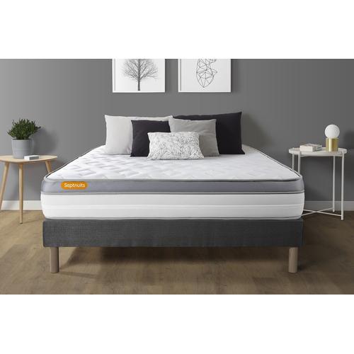 Matelas + Sommier Gris 140x190 Memo Zen Mousse A Memoire De Forme 5 Zones De Confort Maxi Epaisseur