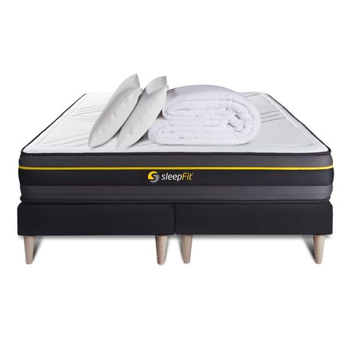 Pack matelas ACTIVE 180x200 + double sommiers noir 90x200 + Couette + 2 oreillers