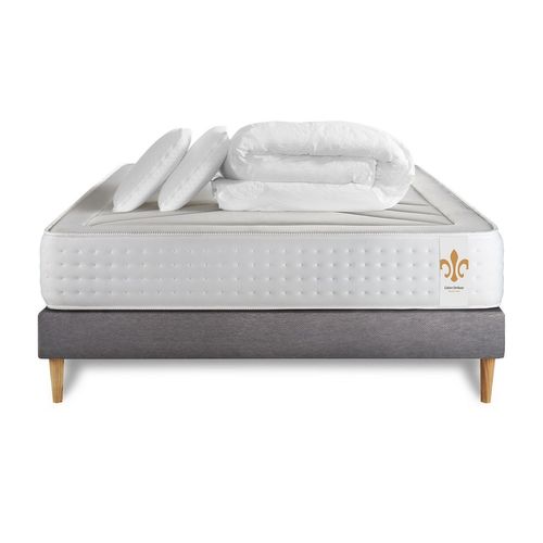 Pack Vingt-Quatre 140 X 200 Cm Sommier Kit Gris