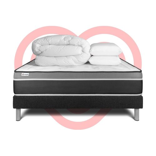 Pack Prêt A Dormir Vital Care 160 X 200 Cm Sommier Kit Noir