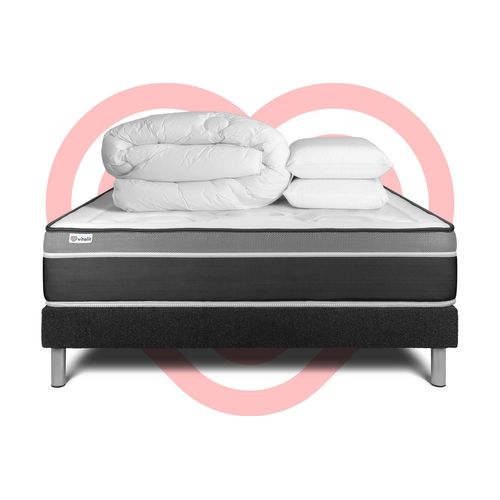 Pack Prêt A Dormir Vital Care 180 X 200 Cm Sommier Kit Noir