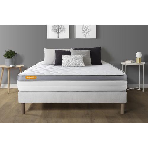 Matelas + Sommier 140x200 Memo Zen Mousse A Memoire De Forme 5 Zones De Confort Maxi Epaisseur