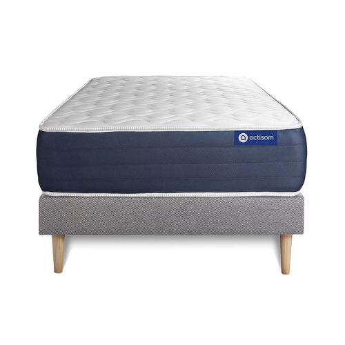 Ensemble Matelas Ressorts Ensaches Et Memoire De Forme Actiflex Sleep 80x200 5zones De Confort + Sommier Kit Gris