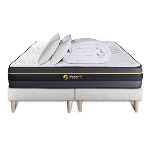 Pack matelas ACTIVE 180x200 + double sommiers blanc 90x200 + Couette + 2 oreillers