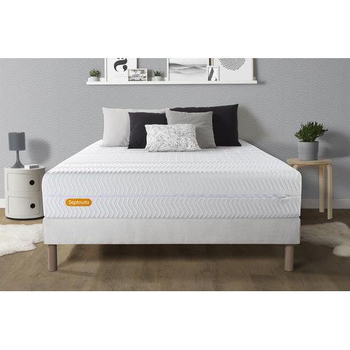 Matelas + Sommier 140x190 Memo Bio Mousse A Memoire De Forme 5 Zones De Confort Maxi Epaisseur Dehoussable