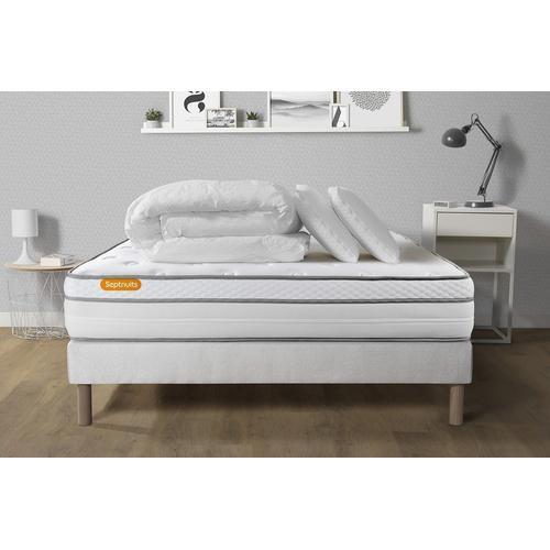 Pack Matelas + Sommier 160x200 Memo Luxe Ressorts Ensaches + Memoire De Forme 5 Zones De Confort Maxi Epaisseur