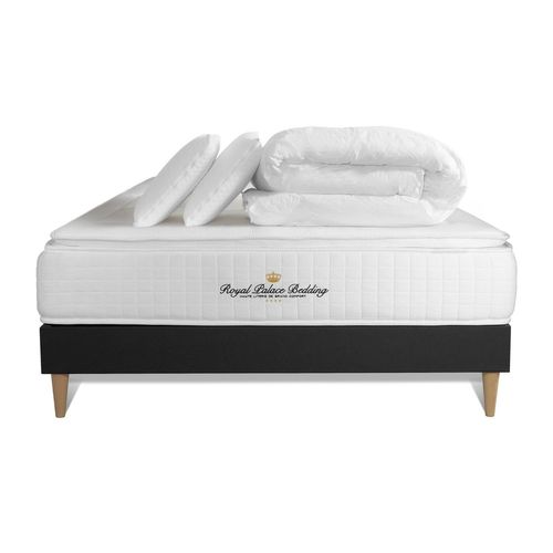 Pack Matelas Ressorts Ensaches Sommier Kit Noir + Memoire De Forme Maxi Epaisseur George V 140x200cm + 2 Oreillers + 1 Couette 2