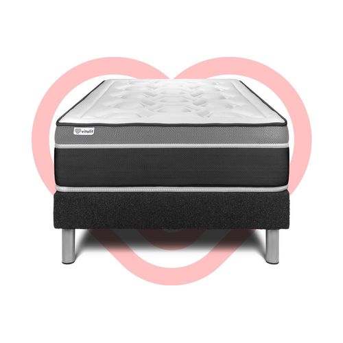 Ensemble Vital Care 90 X 190 Cm Sommier Kit Noir
