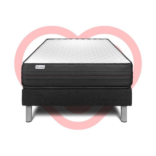 Ensemble Vitalpower 90 X 190 Cm Sommier Kit Noir