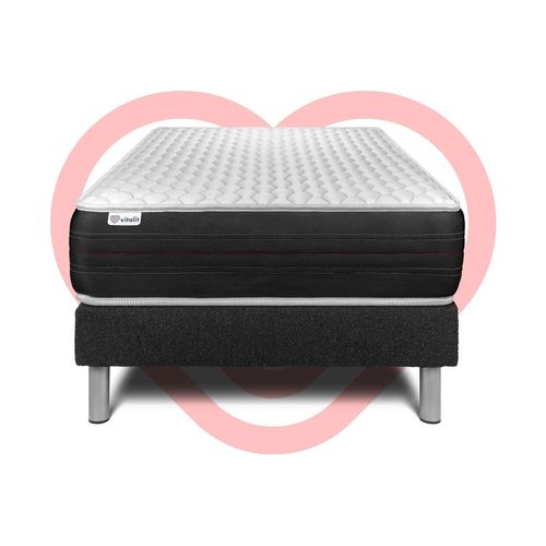 Ensemble Vitalspring 90 X 200 Cm Sommier Kit Noir