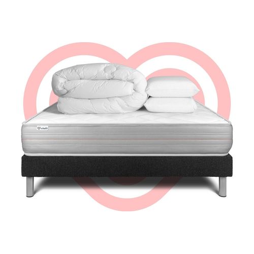 Pack Prêt A Dormir Vitalmemo 200 X 200 Cm Sommier Kit Noir