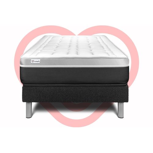 Ensemble Vital Soft 90 X 190 Cm Sommier Kit Noir