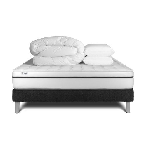 Pack Prêt A Dormir Vital Spa 140 X 200 Cm Sommier Kit Noir