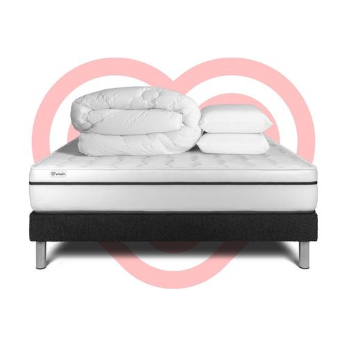 Pack Prêt A Dormir Vital Spa 180 X 200 Cm Sommier Kit Noir