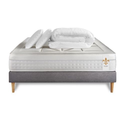 Pack Vingt-Huit 140 X 190 Cm Sommier Kit Gris