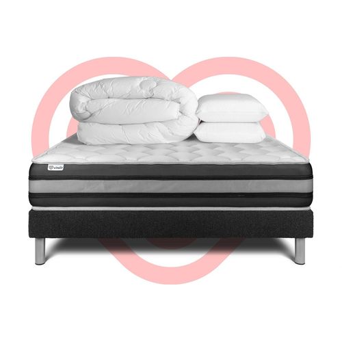Pack Prêt A Dormir Vitalspring Zen 200 X 200 Cm Sommier Kit Noir