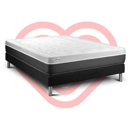 Ensemble Vital Soft 180 X 200 Cm Sommier Kit Noir