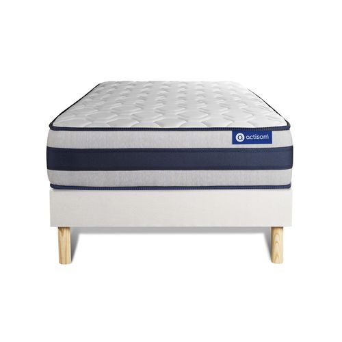 Ensemble Matelas Memoire De Forme Actimemo Ergo 80x190 Cm Maxi Epaisseur 5zones De Confort + Sommier Kit Blanc