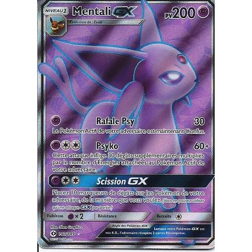 Carte Ultra Rare Full Art Mentali Gx 140/149 - Soleil Et Lune