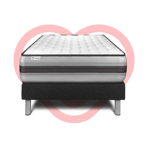 Ensemble Vitalpower Recover 90 X 200 Cm Sommier Kit Noir