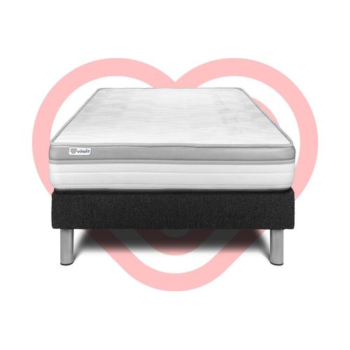 Ensemble Vital Relax 90 X 200 Cm Sommier Kit Noir