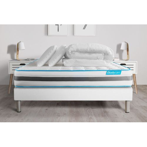 Pack BODYZONE 140x200 Ressorts ensaches 3 zones Ultra epaisseur + Couette + 2 oreillers