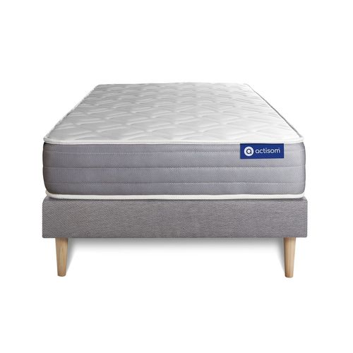 Ensemble Matelas Actiflex Dream Ressorts Ensaches Et Memoire De Forme 90x190 Cm 5zones De Confort + Sommier Kit Gris