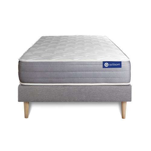 Ensemble Matelas Actiflex Dream Ressorts Ensaches Et Memoire De Forme 90x200 Cm 5zones De Confort + Sommier Kit Gris