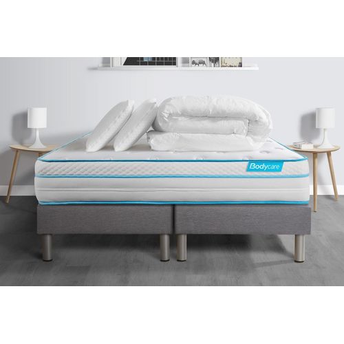 Pack BODYZONE+ 160x200 Ressorts ensaches, visco 5 zones Ultra epaisseur + Couette + 2 oreillers