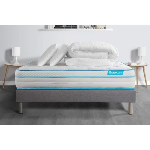 Pack BODYZONE+ 140x190 Ressorts ensaches, visco 5 zones Ultra epaisseur + Couette + 2 oreillers
