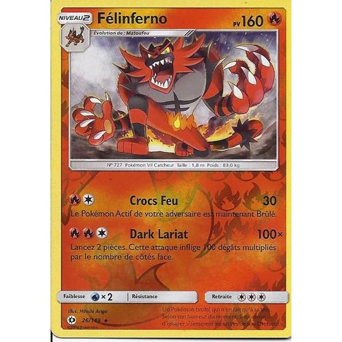 Carte Holo Reverse Félinferno 26/149 - Soleil Et Lune