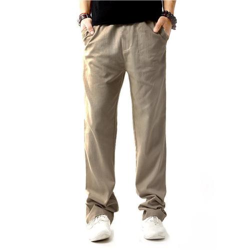 Pantalon En Lin Hommes Casual Cargo Pants Style Ample Mode Vêtement
