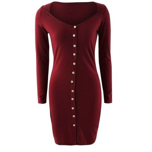 Robe Bordeaux À Boutons T M/38/40