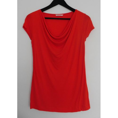 T-Shirt Rouge Col Bénitier. Camaïeu. Taille 38