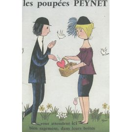 carte à collectionner les poupées peynet reproduction de la publicité  pour les poupées peynet dessinée par raymond peynet, 1975 2007